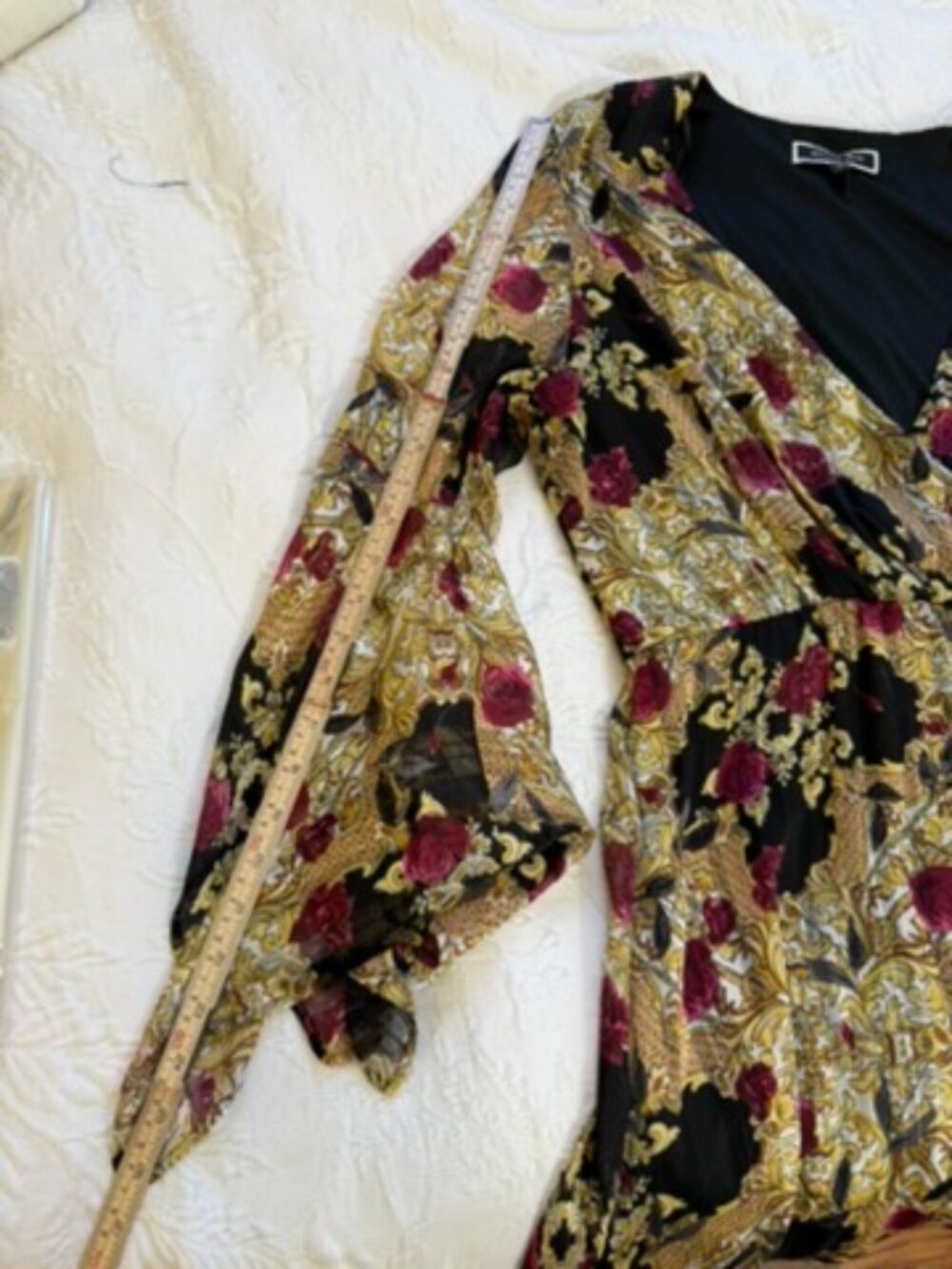 Melanie Lyne Baroque Rose Scarf Print Faux Wrap Dress Women's 8 - Picture 9 of 10